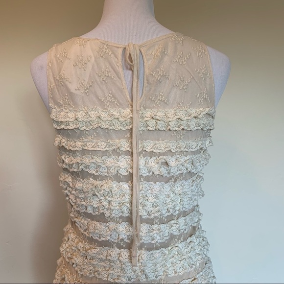 DESIGNER CREAM LACE DRESS - Picture 6 of 9
